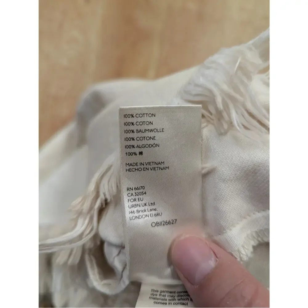 Free People We The Free Bailey Raw Hem Denim Frayed Mini Skirt Ivory Womens 28